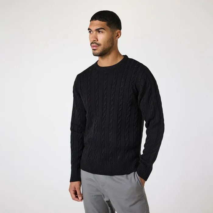 Closure London Cable Knit Crewneck Black Men Knitwear