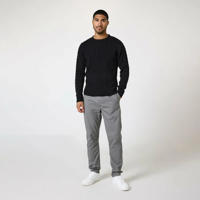 Closure London Cable Knit Crewneck Black Men Knitwear