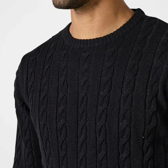 Closure London Cable Knit Crewneck Black Men Knitwear
