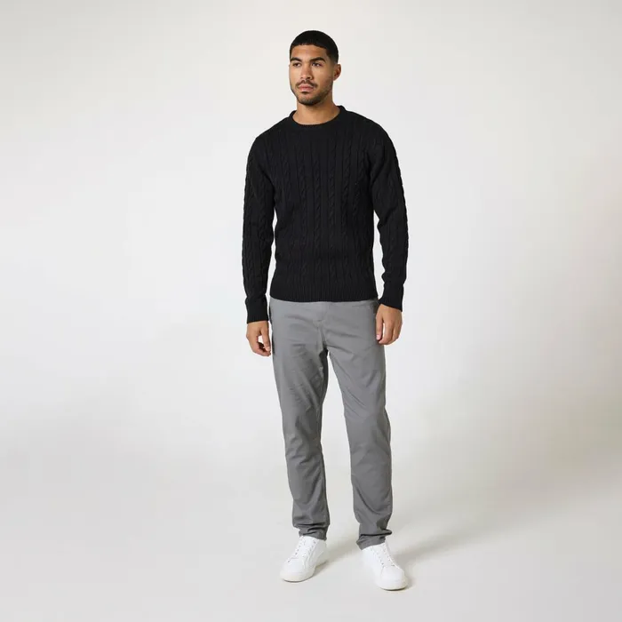 Closure London Cable Knit Crewneck Black Men Knitwear