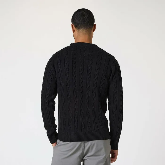 Closure London Cable Knit Crewneck Black Men Knitwear