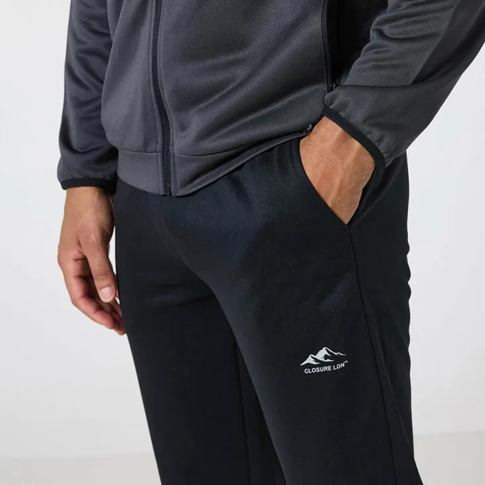 Closure London Cut and Sew Tracksuit Mid Grey Black Men Tracksuits