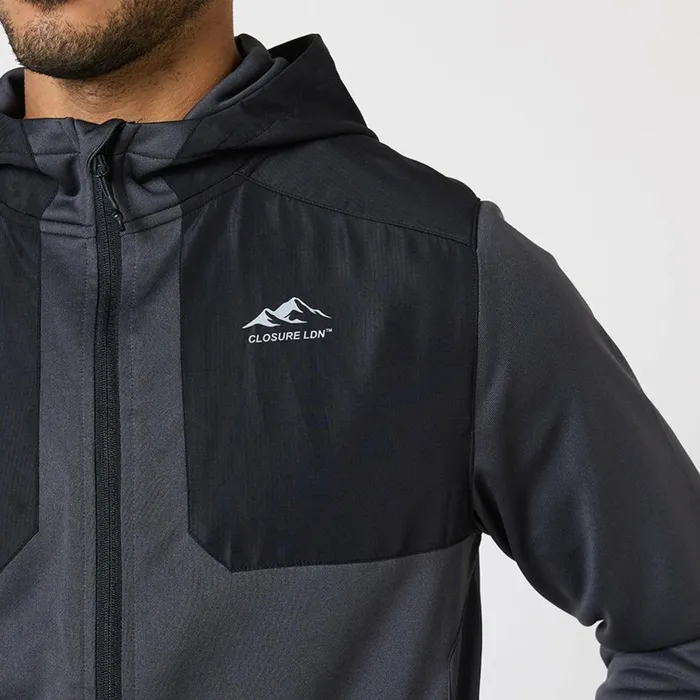 Closure London Cut and Sew Tracksuit Mid Grey Black Men Tracksuits