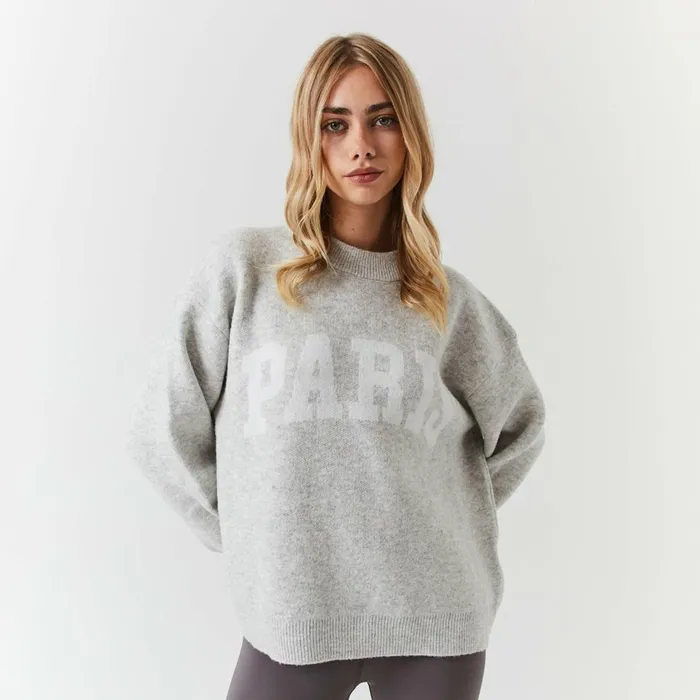 Closure London Paris Knit Sweatshirt Light Grey Marl Women Knitwear
