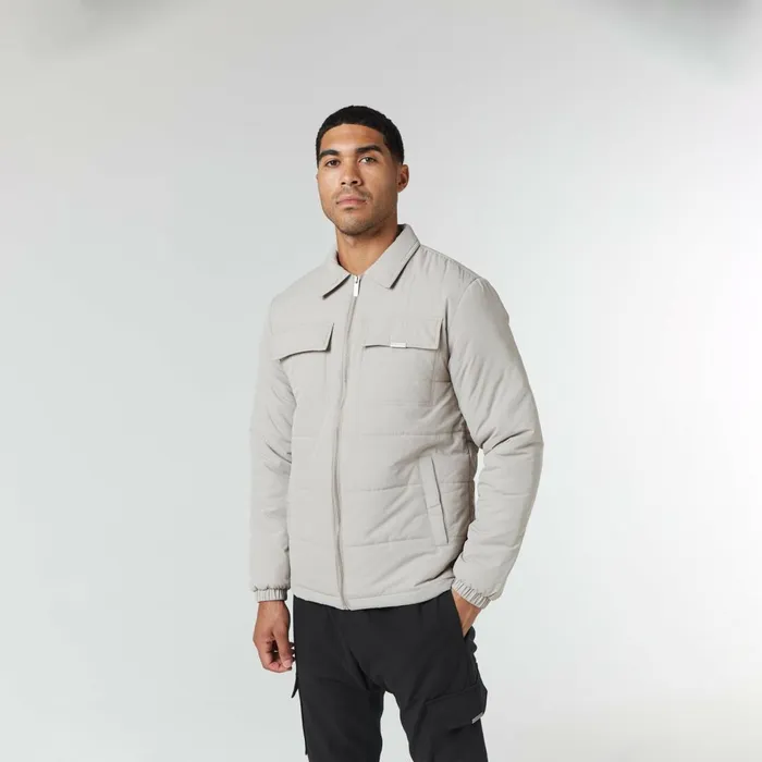 Closure London Quilted Overshirt Jacket Stone Men Coats and Jackets