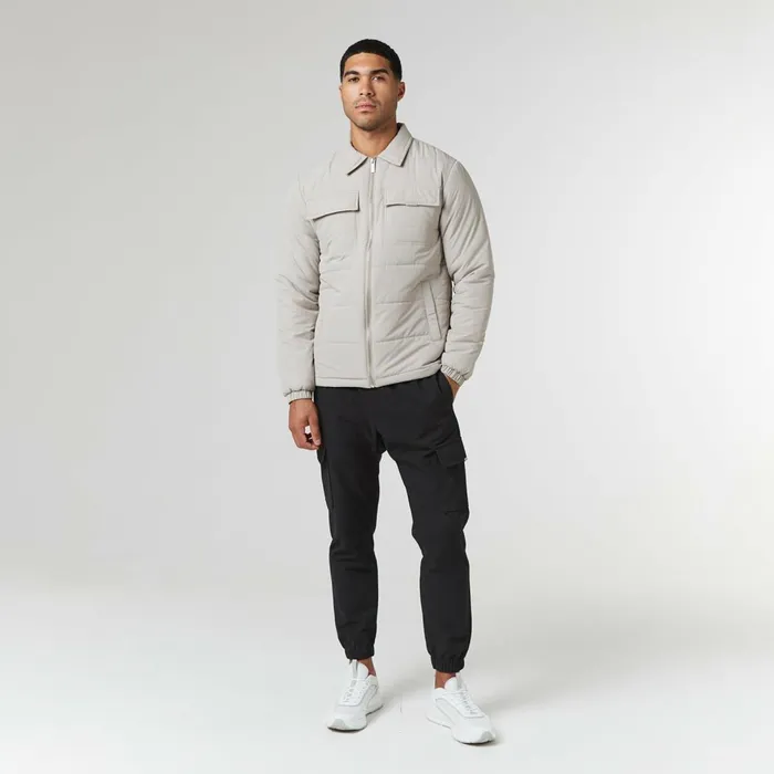 Closure London Quilted Overshirt Jacket Stone Men Coats and Jackets