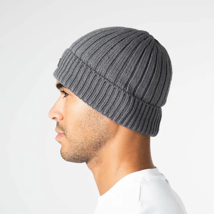 Closure London Smart Metal Badge Beanie Charcoal Men Underwear