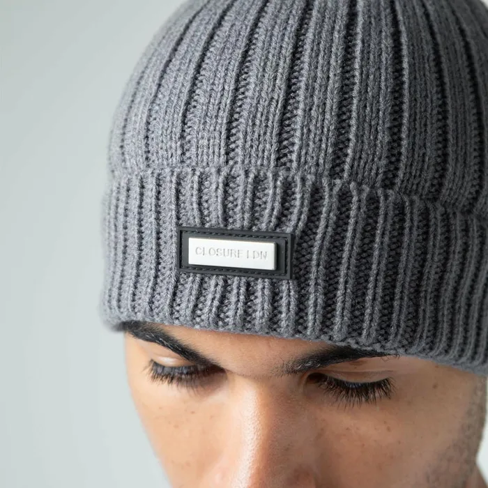 Closure London Smart Metal Badge Beanie Charcoal Men Underwear