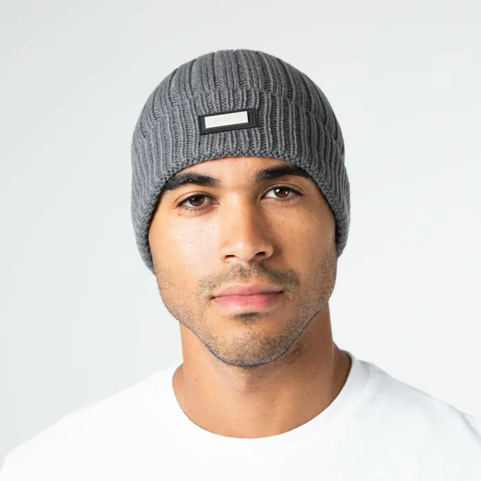 Closure London Smart Metal Badge Beanie Charcoal Men Underwear