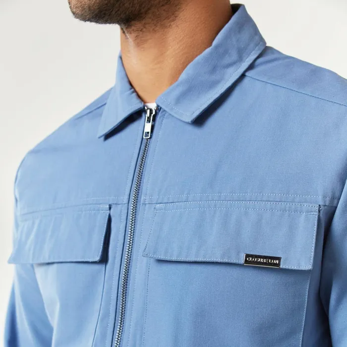 Closure London Smart Utility Overshirt Washed Blue Men Overshirts