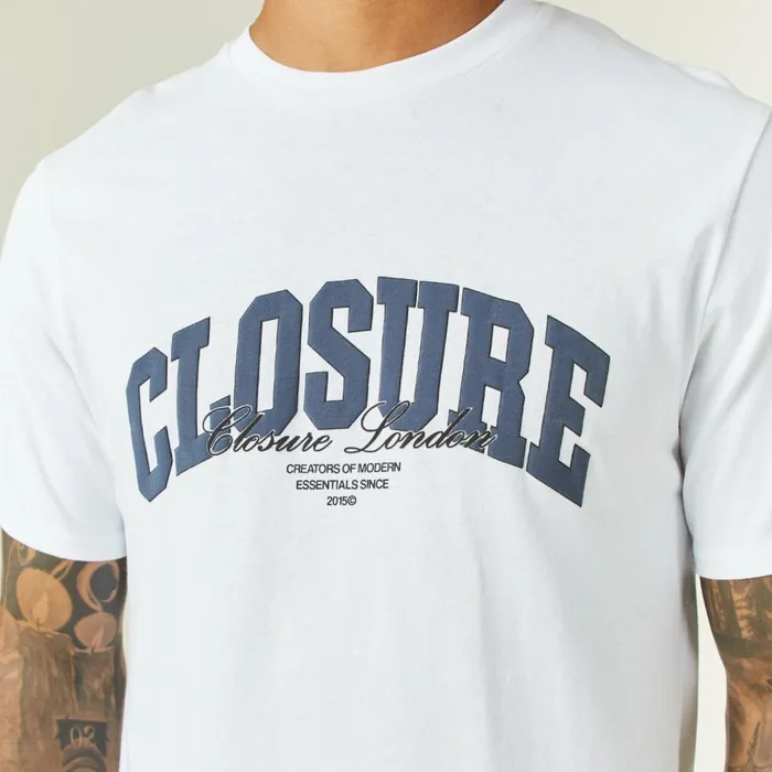 Closure London Varsity Script TShirt White Men TShirts