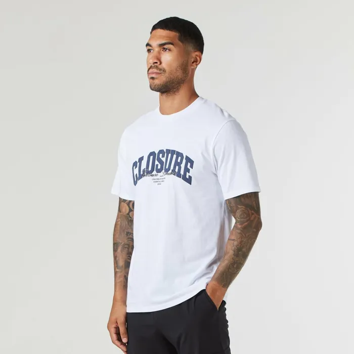 Closure London Varsity Script TShirt White Men TShirts