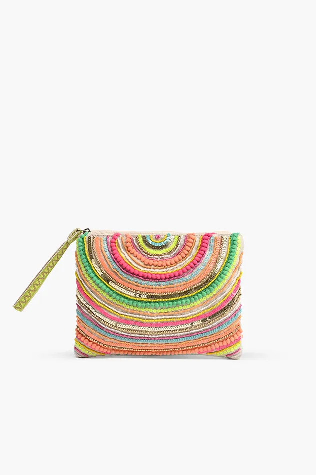 Clutches Women Bright is Best Embellished Top Zip Clutch America and Beyond