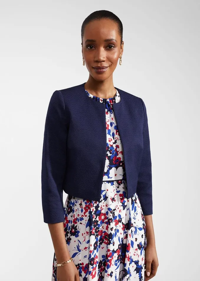 Coats and Jackets Women HOBBS Elize Textured Jacket Midnight Navy