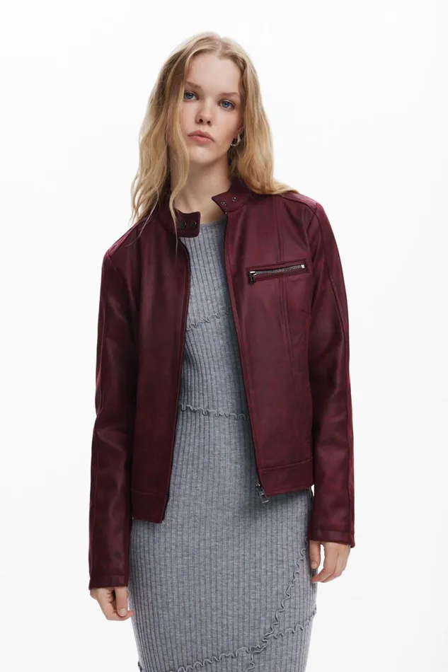 Coats And Jackets Women Desigual Biker Jacket Red