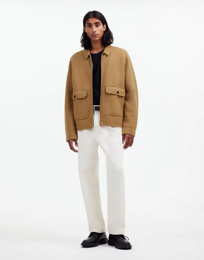 Coats Jackets Men Madewell Boiled Wool ZipFront Jacket Faded Birch
