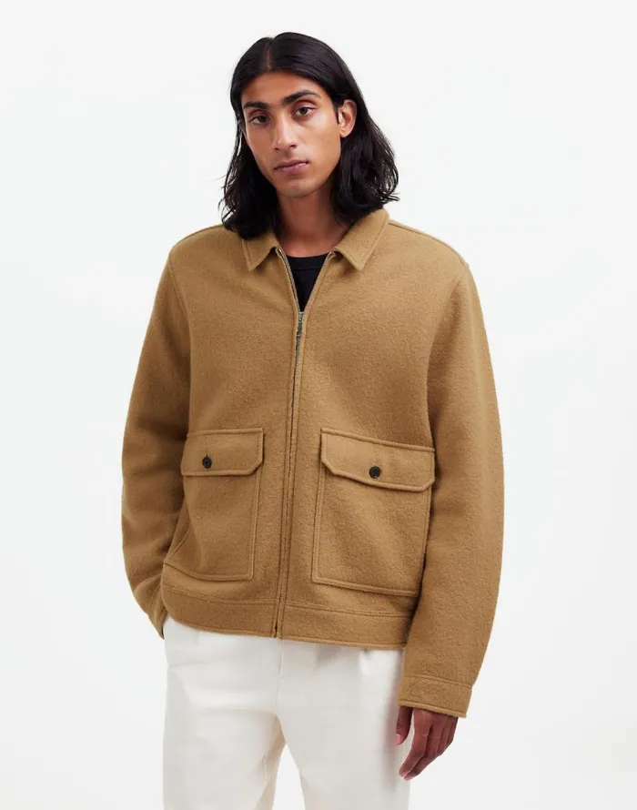 Coats Jackets Men Madewell Boiled Wool ZipFront Jacket Faded Birch