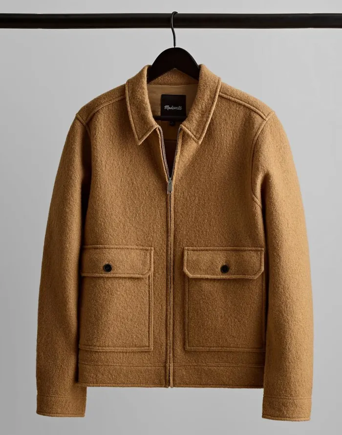 Coats Jackets Men Madewell Boiled Wool ZipFront Jacket Faded Birch