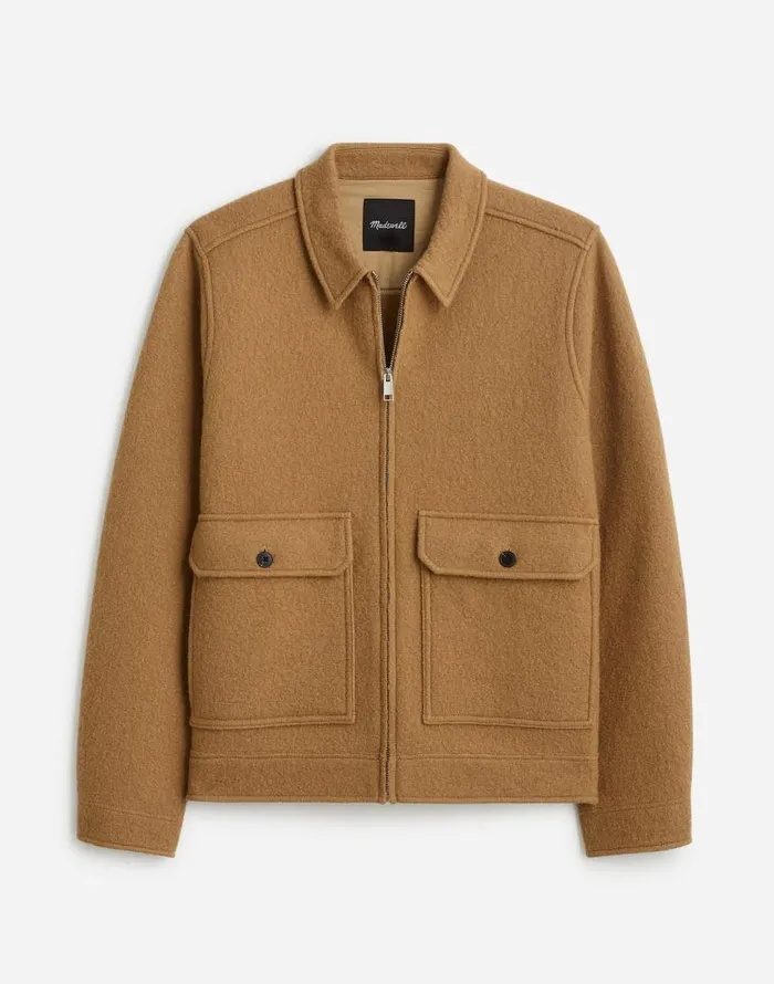 Coats Jackets Men Madewell Boiled Wool ZipFront Jacket Faded Birch