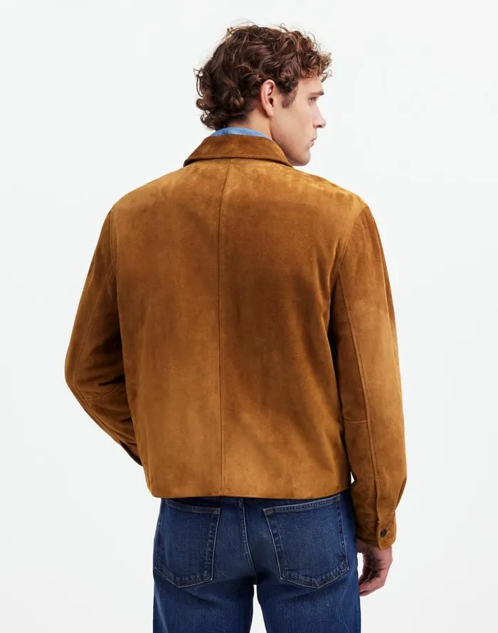 Coats Jackets Men Madewell Suede ZipFront Jacket Dried Cedar