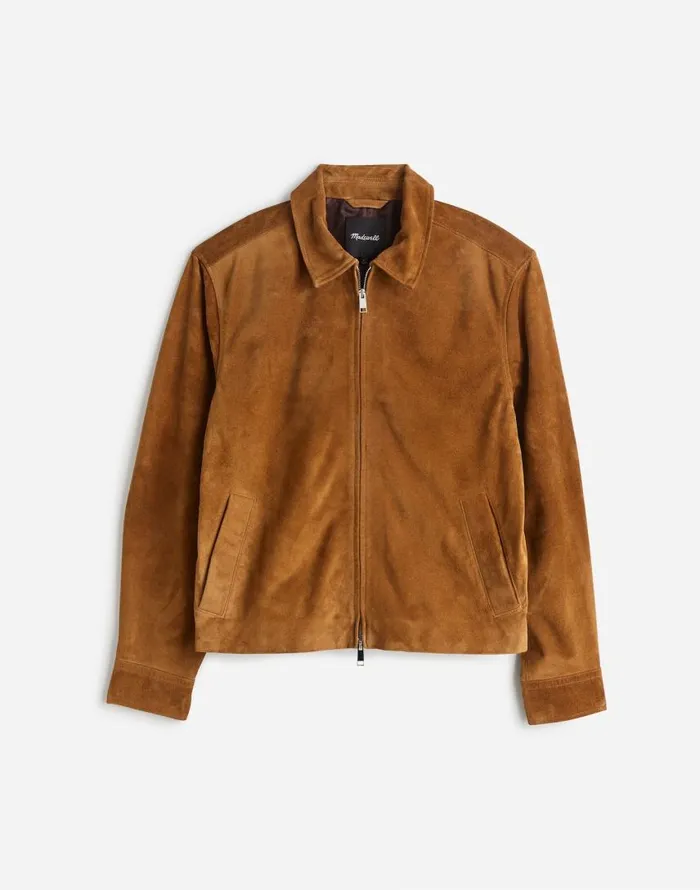 Coats Jackets Men Madewell Suede ZipFront Jacket Dried Cedar