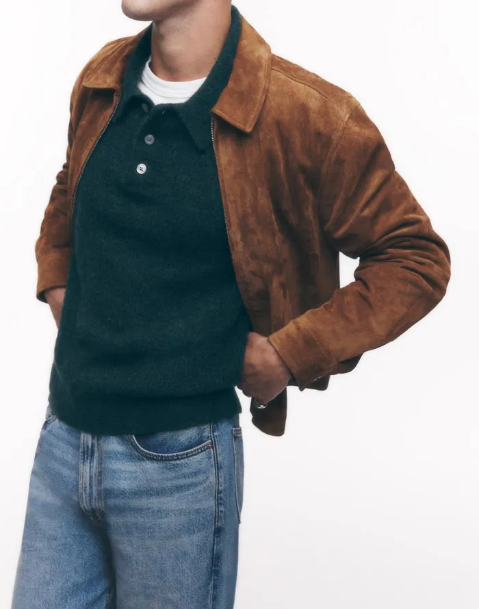 Coats Jackets Men Madewell Suede ZipFront Jacket Dried Cedar