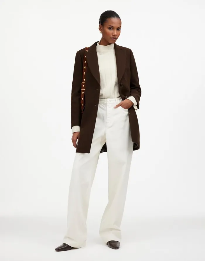Coats Jackets Women Madewell Blazer Coat In Insuluxe Fabric Hthr Cold Brew
