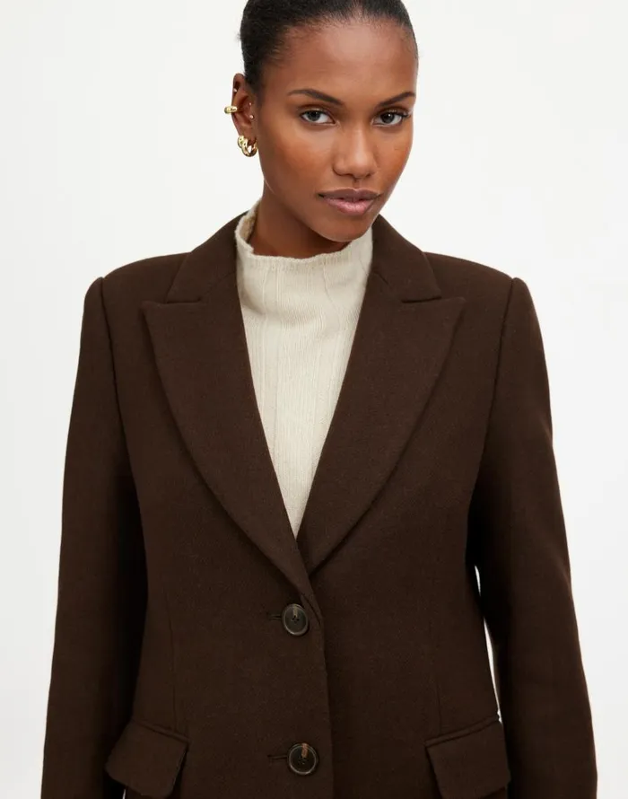 Coats Jackets Women Madewell Blazer Coat In Insuluxe Fabric Hthr Cold Brew