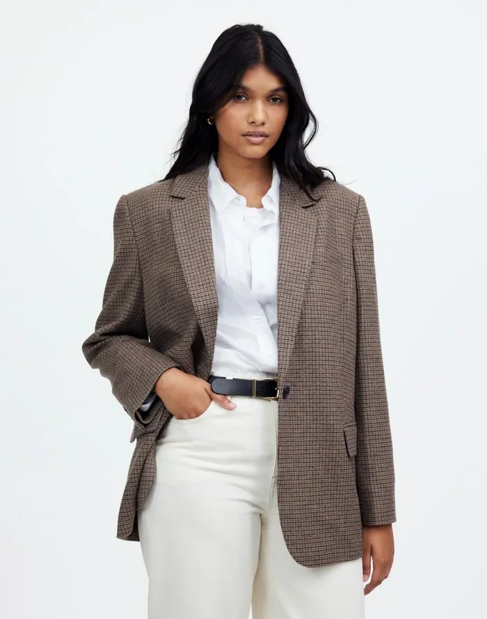 Coats Jackets Women Madewell The Plus Kline Blazer Parton Check