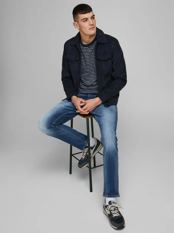 Comfort Jeans JACK and JONES Mens MIKE ORIGINAL JOS 411 COMFORT FIT JEANS Blue Blue Denim