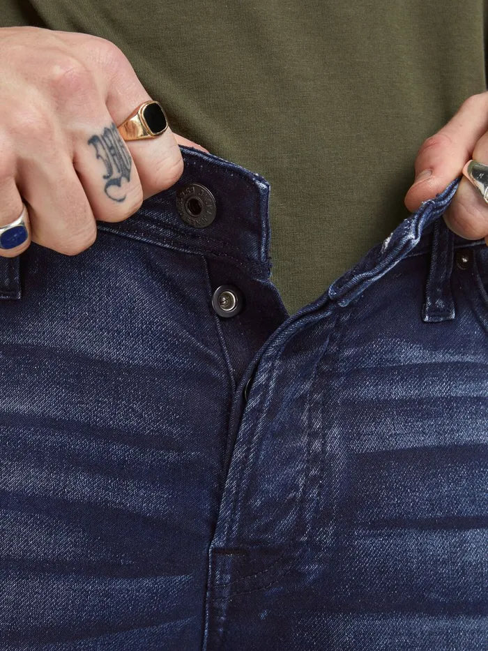 Comfort Jeans JACK and JONES Mens MIKE ORIGINAL JOS 597 INDIGO KNIT COMFORT FIT JEANS Blue Blue Denim