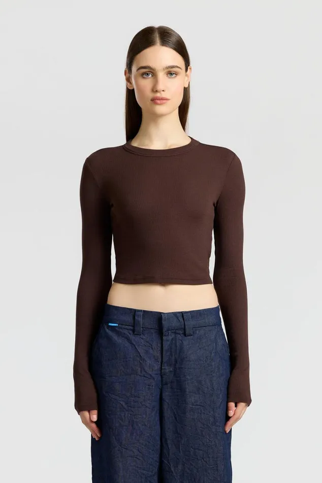 COTTON CITIZEN Verona Crop Shirt Chocolate Women Shirts