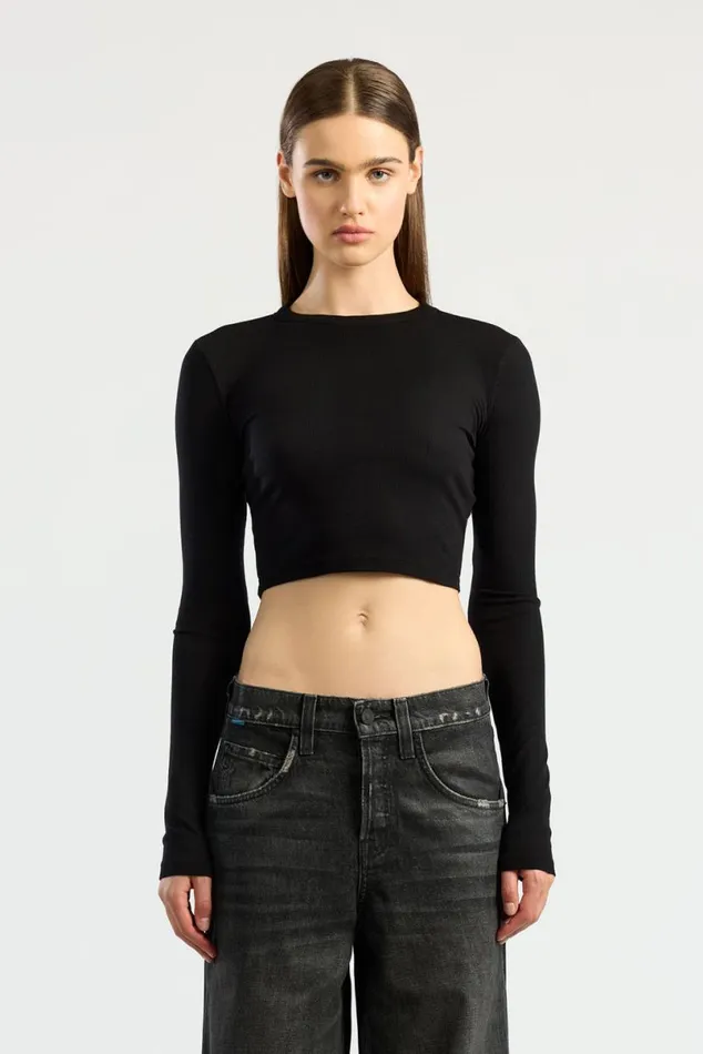 COTTON CITIZEN Verona Crop Shirt Jet Black Women Shirts