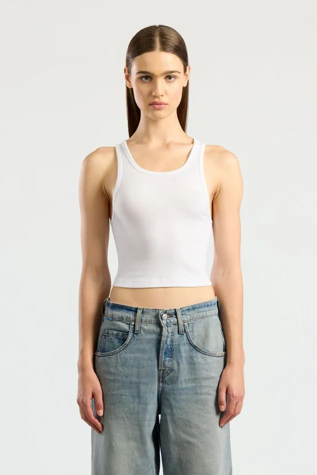 COTTON CITIZEN Verona Crop Tank White Women Tanks