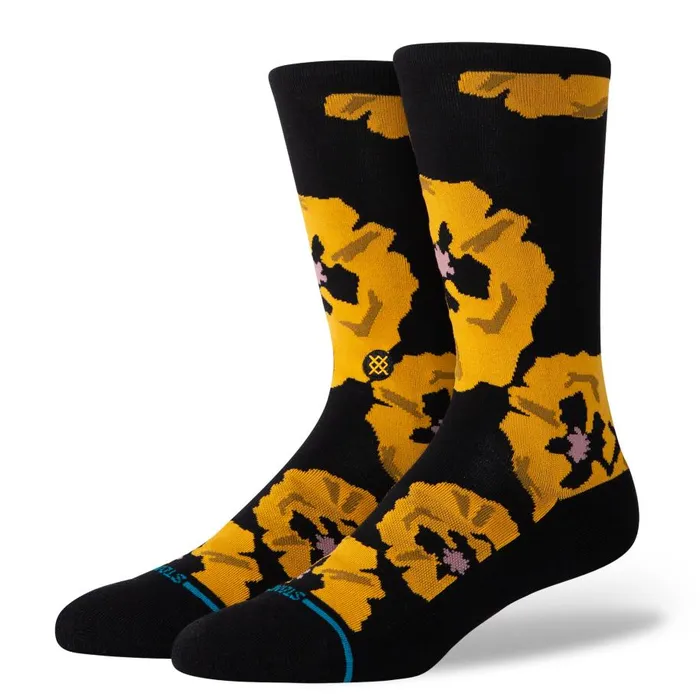 Cotton Crew Socks Poppyland 8211 Black MenWomen Stance Crew