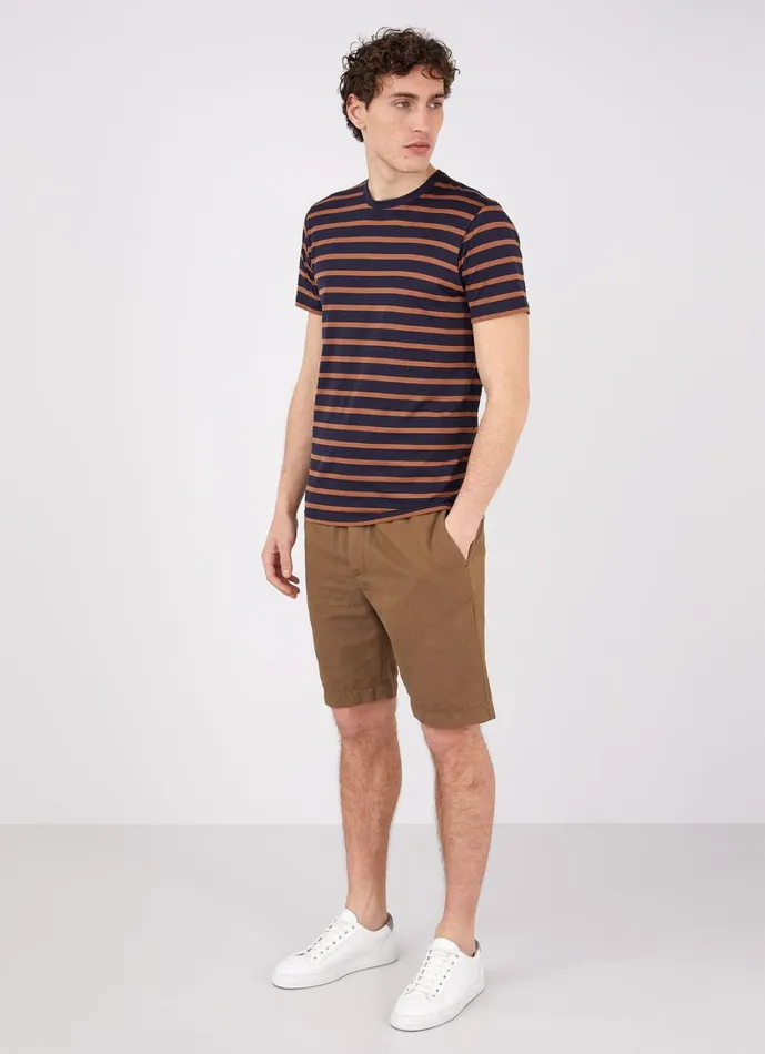 Cotton Linen Drawstring Shorts Dark Tan Men SUNSPEL Shorts