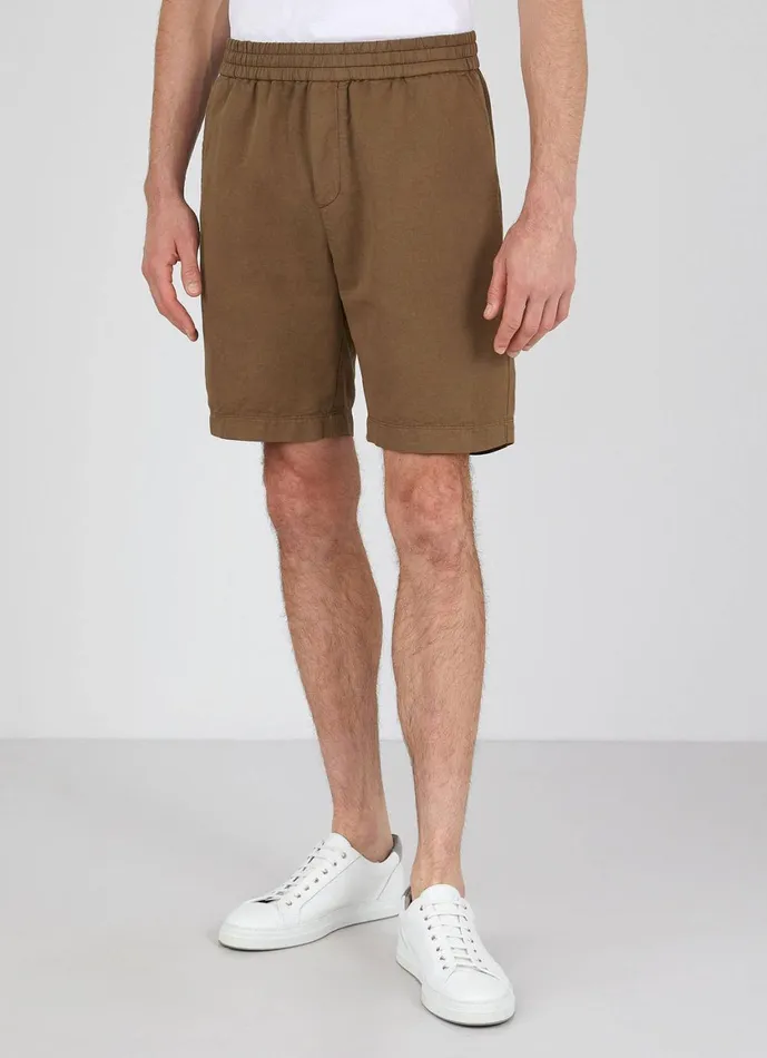 Cotton Linen Drawstring Shorts Dark Tan Men SUNSPEL Shorts