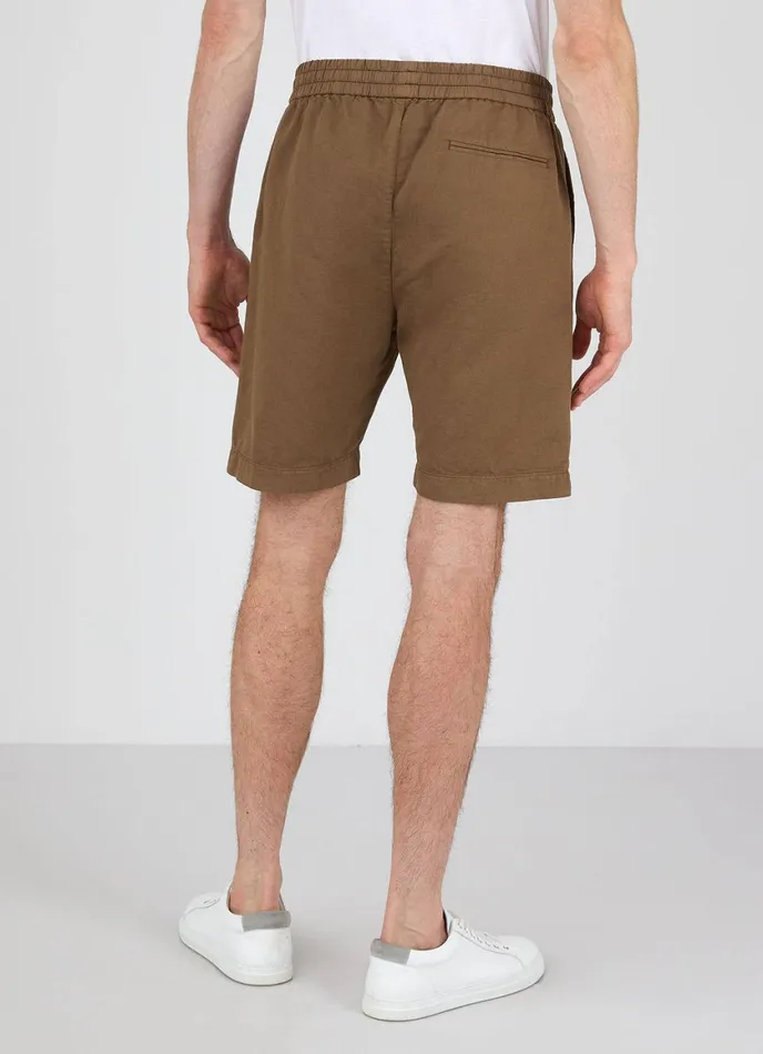 Cotton Linen Drawstring Shorts Dark Tan Men SUNSPEL Shorts