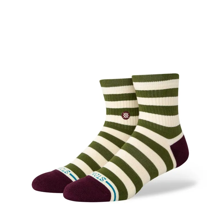 Cotton Quarter Socks Breton 8211 Green MenWomen Stance Quarter