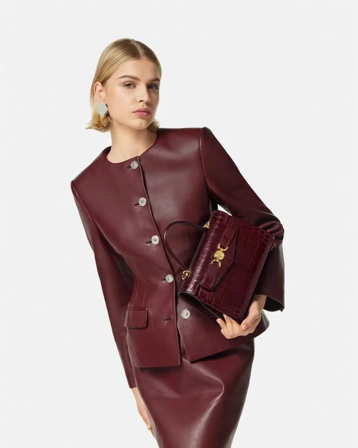 CrocEffect Medusa 03995 Handbag Burgundy Women Versace Top Handle