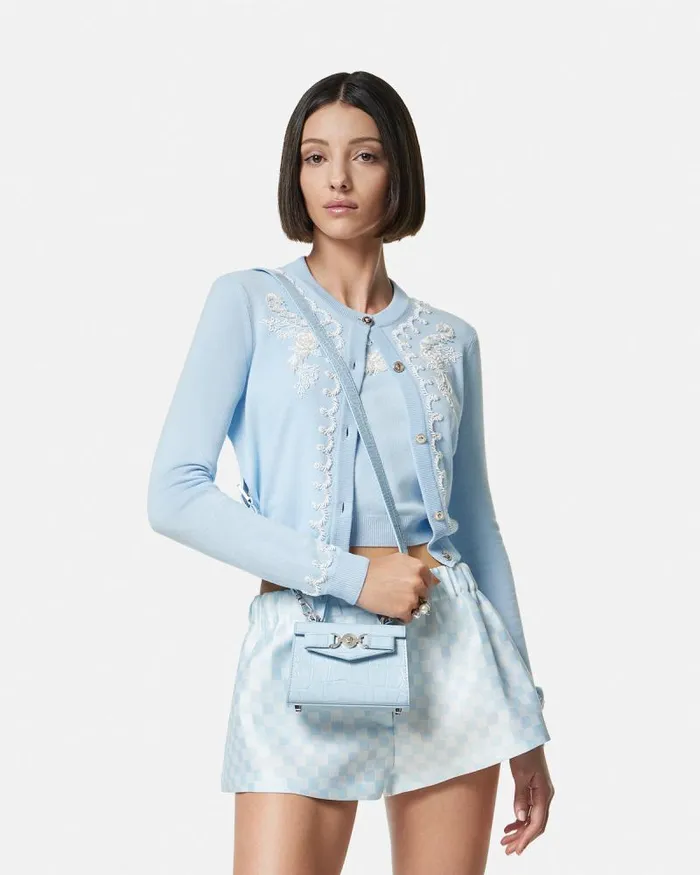 CrocEffect Medusa 03995 Mini Bag Light Blue Women Versace Top Handle