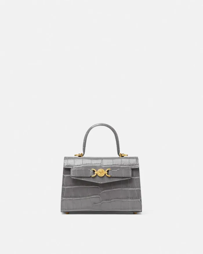 CrocEffect Medusa 03995 Small Handbag Gray Women Versace Top Handle
