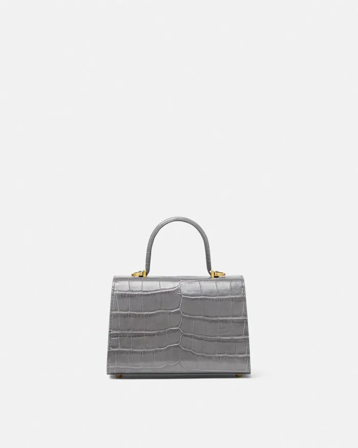 CrocEffect Medusa 03995 Small Handbag Gray Women Versace Top Handle