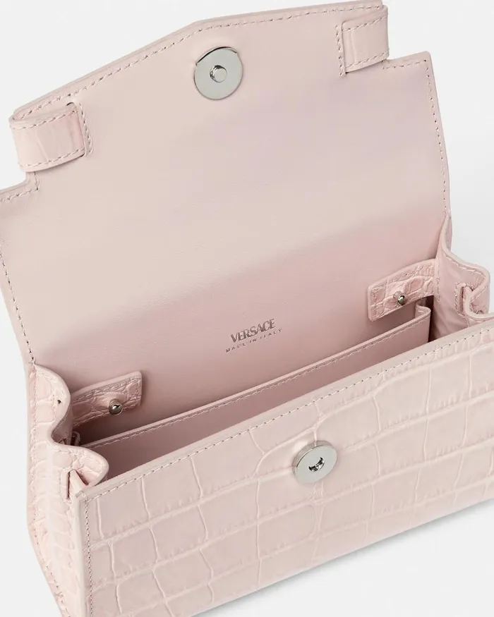 CrocEffect Medusa 03995 Small Handbag Light Pink Women Versace Top Handle