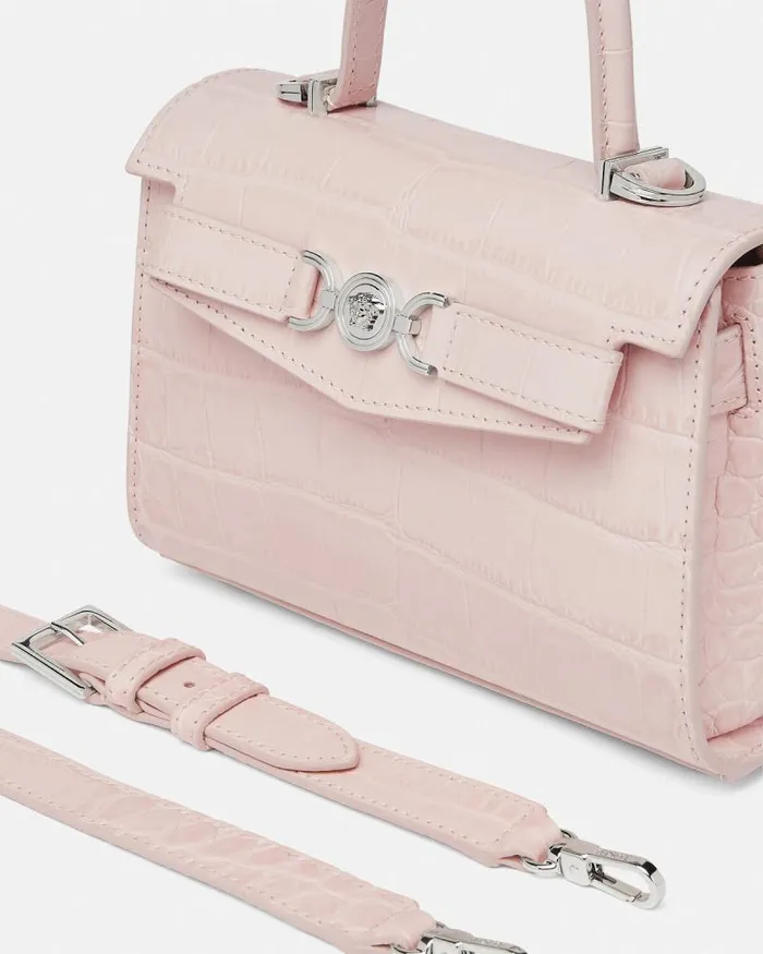CrocEffect Medusa 03995 Small Handbag Light Pink Women Versace Top Handle