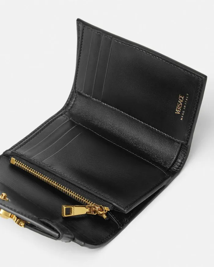 CrocEffect Medusa 03995 Trifold Wallet Blackgold Women Versace Wallets