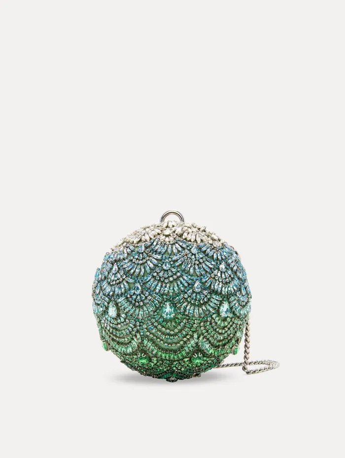 Crystal Embroidered Billiard Bag Green Multi Women Oscar De La Renta Handbags Crystal Embroidered Billiard Bag Green Multi Women Oscar De La Renta Handbags