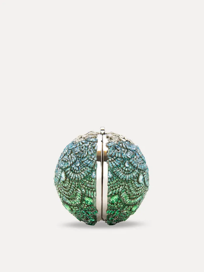 Crystal Embroidered Billiard Bag Green Multi Women Oscar De La Renta Handbags Crystal Embroidered Billiard Bag Green Multi Women Oscar De La Renta Handbags