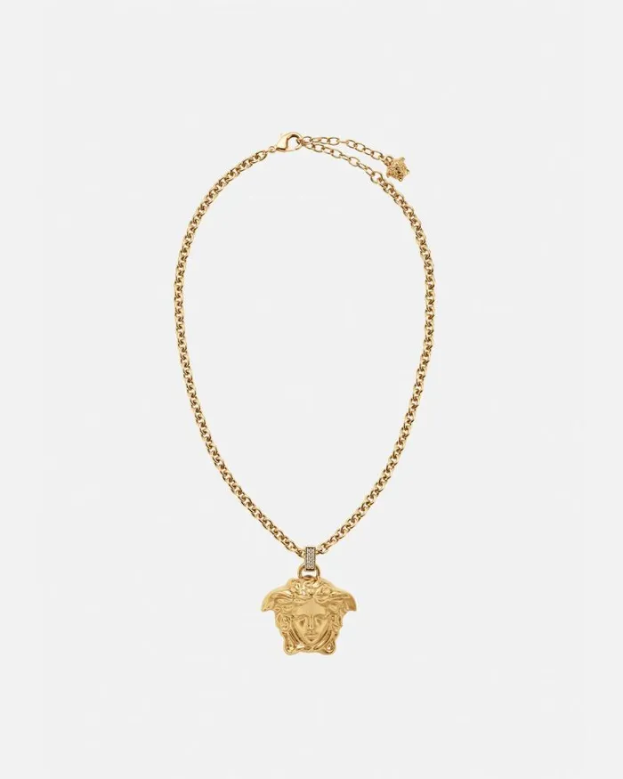 Crystal La Medusa Necklace Gold WomenMen Versace Necklaces