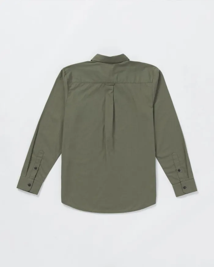 Date Knight Long Sleeve Shirt 8211 Winter Moss Mens Volcom Shirts and Flannels